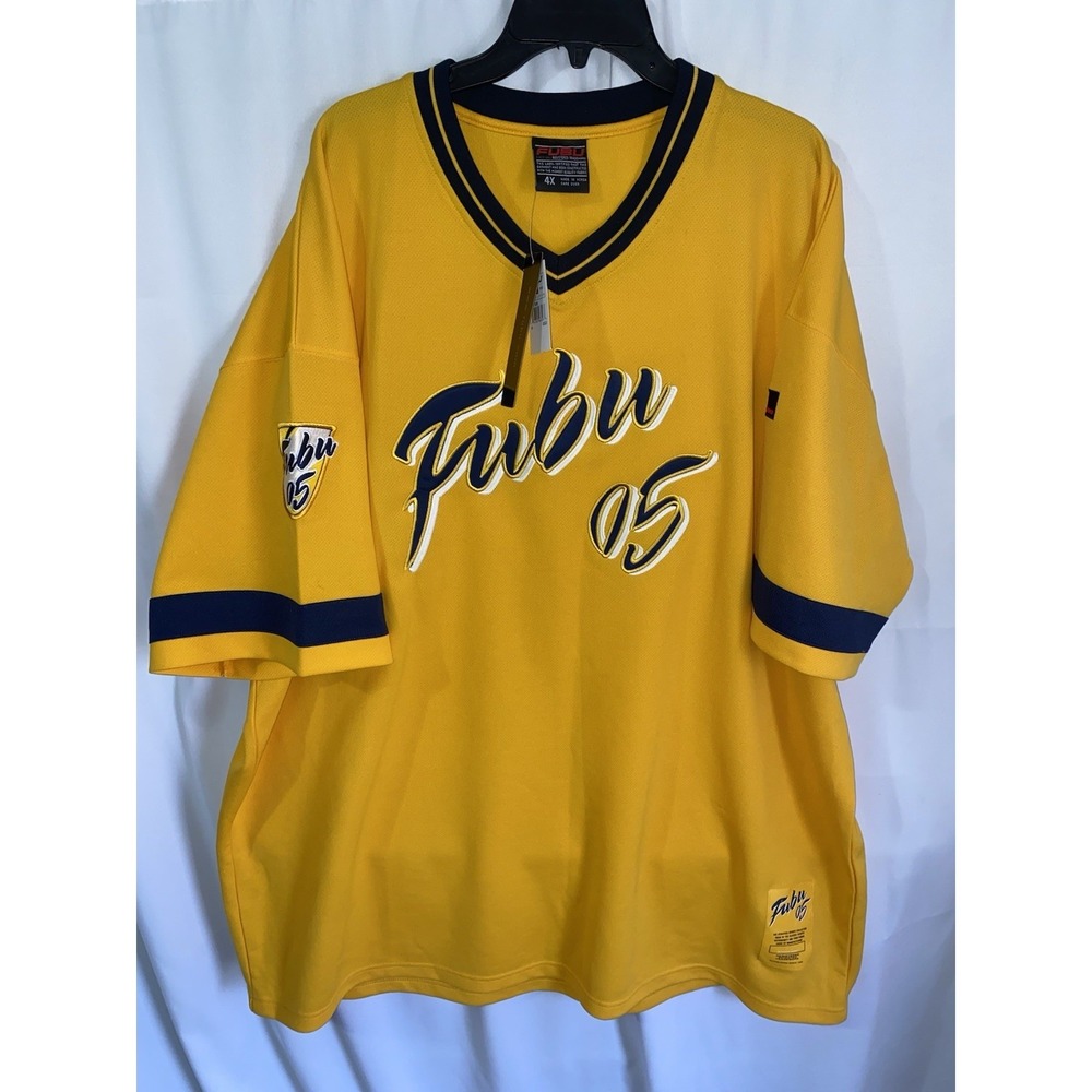 Vtg Fubu Jersey Mens 4XL Gold #05 Hip Hop Street Wear 90s Sports v Neck y2k NWT